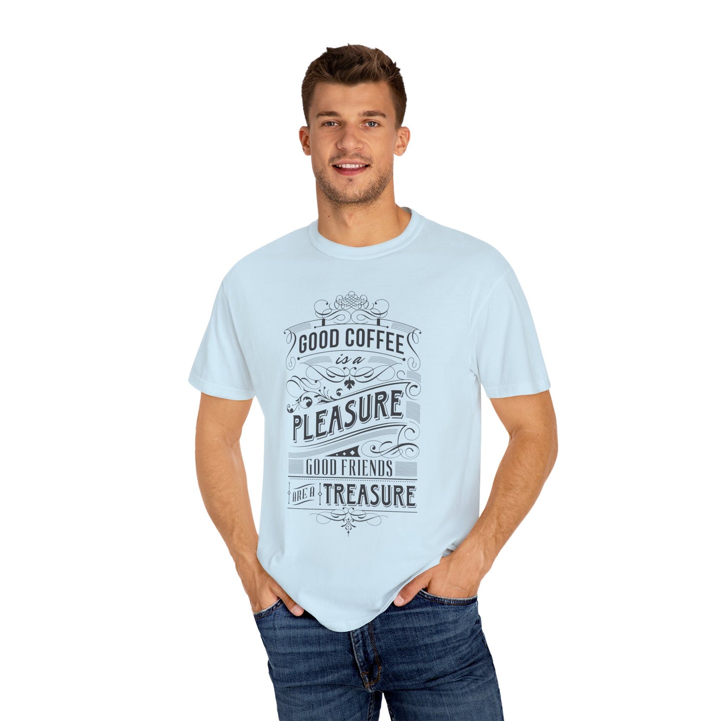 Coffee and Friendship Quote Tee | White Typographic T-Shirt | XCalibre Designs