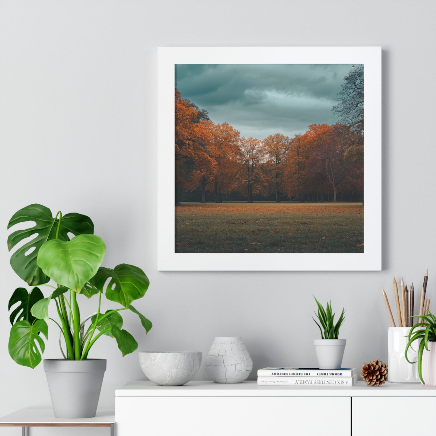 Crimson Canopy - Majestic Autumn Art Frame | Framed Horizontal Poster