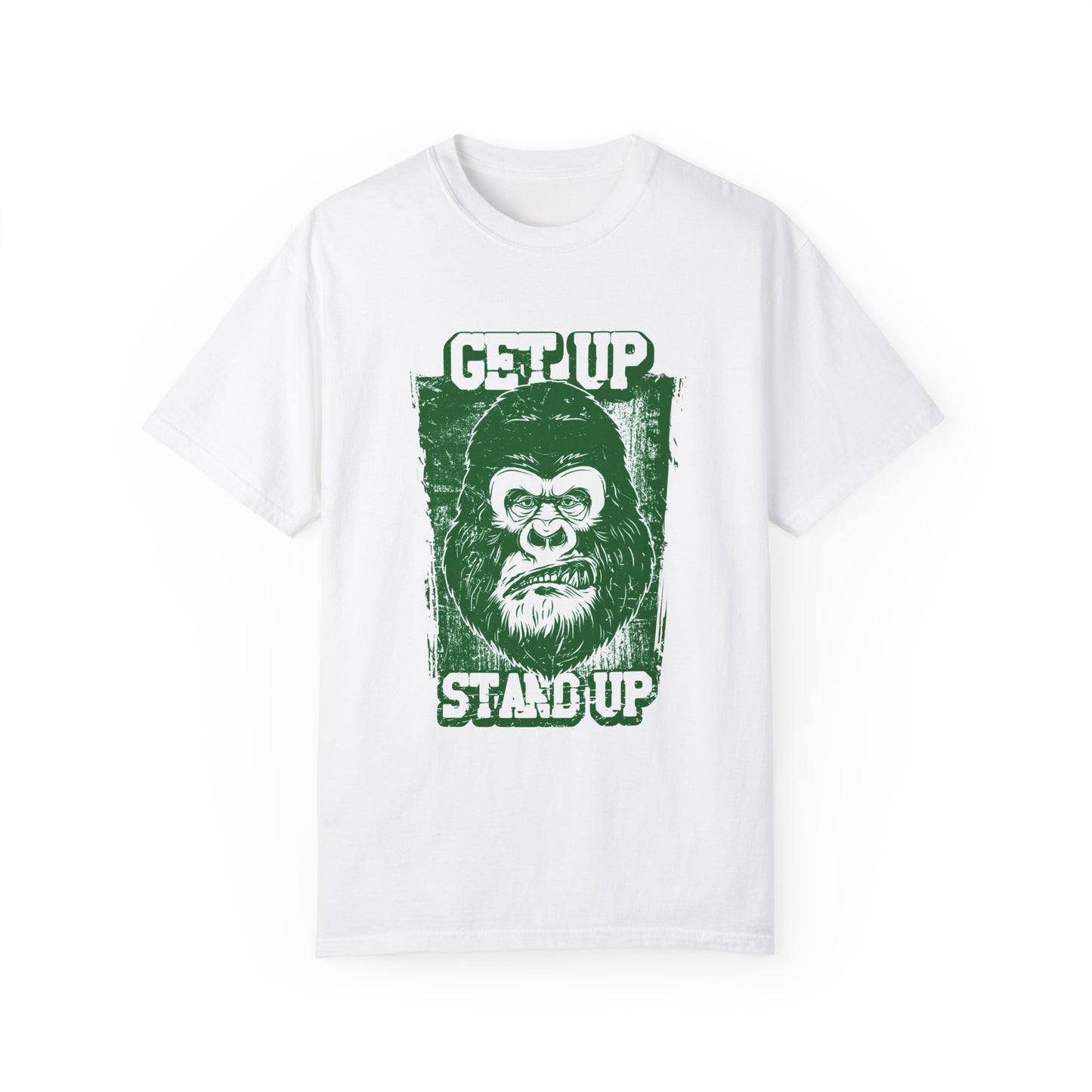 Inspirational Gorilla 'Get Up Stand Up' Graphic Tee | Black Motivational T-Shirt | XCalibre Designs