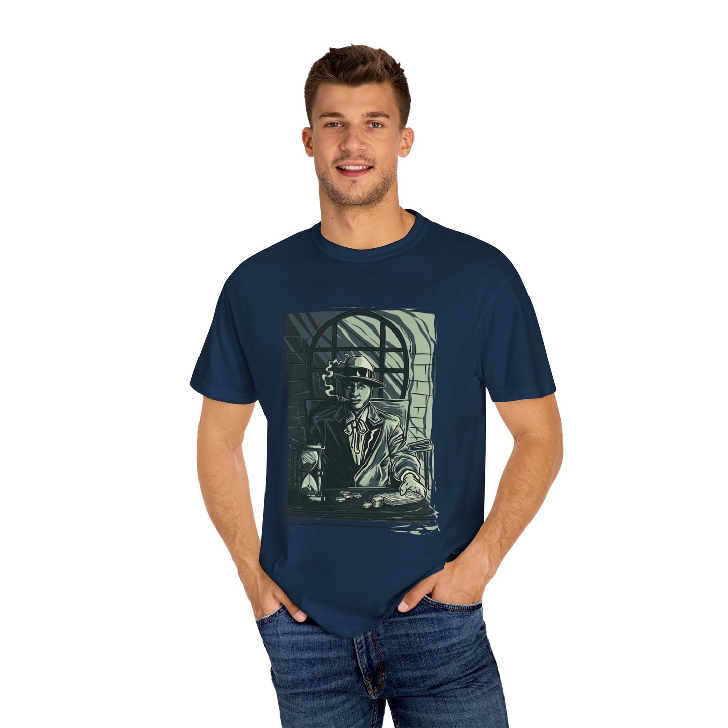 Vintage Detective Noir Graphic Tee | Beige Mystery-Inspired T-Shirt | XCalibre Designs