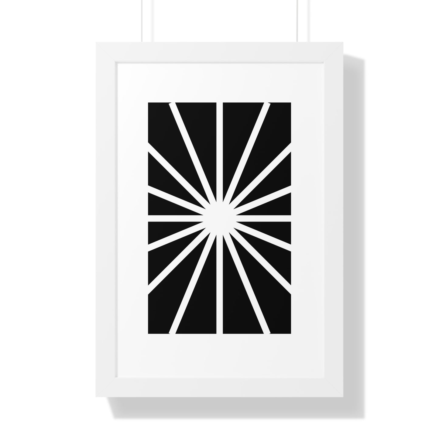 Black and White Starburst Art Print | Modern Abstract Radiant Wall Art | XCalibre Designs | Framed Vertical Poster