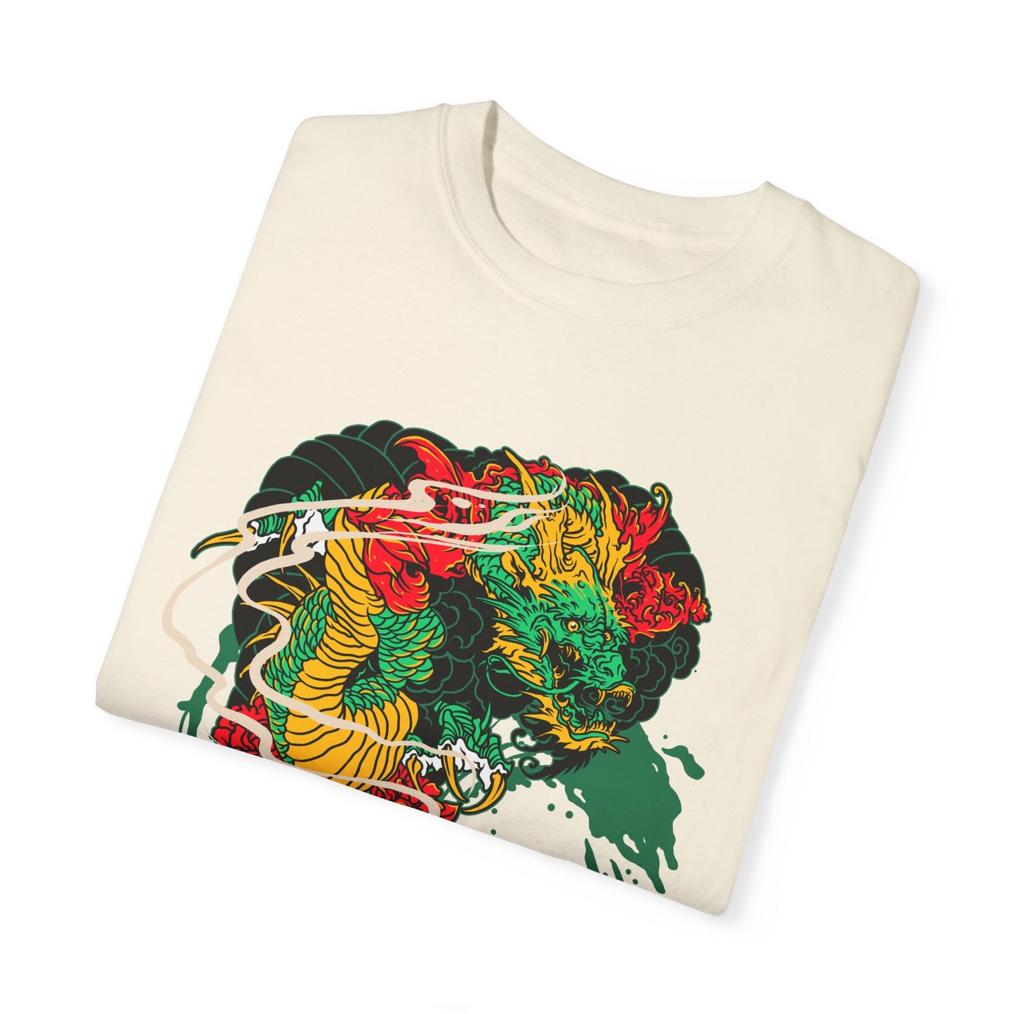 Traditional Japanese Wave Art Tee | Beige Cultural Graphic T-Shirt | XCalibre Designs