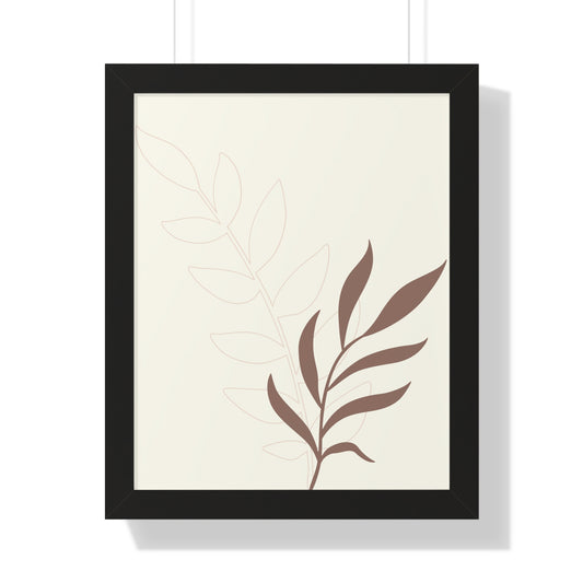 Contrasting Leaves Botanical Art Print | Elegant Dual-Tone Wall Art | XCalibre Designs | Framed Vertical Poster