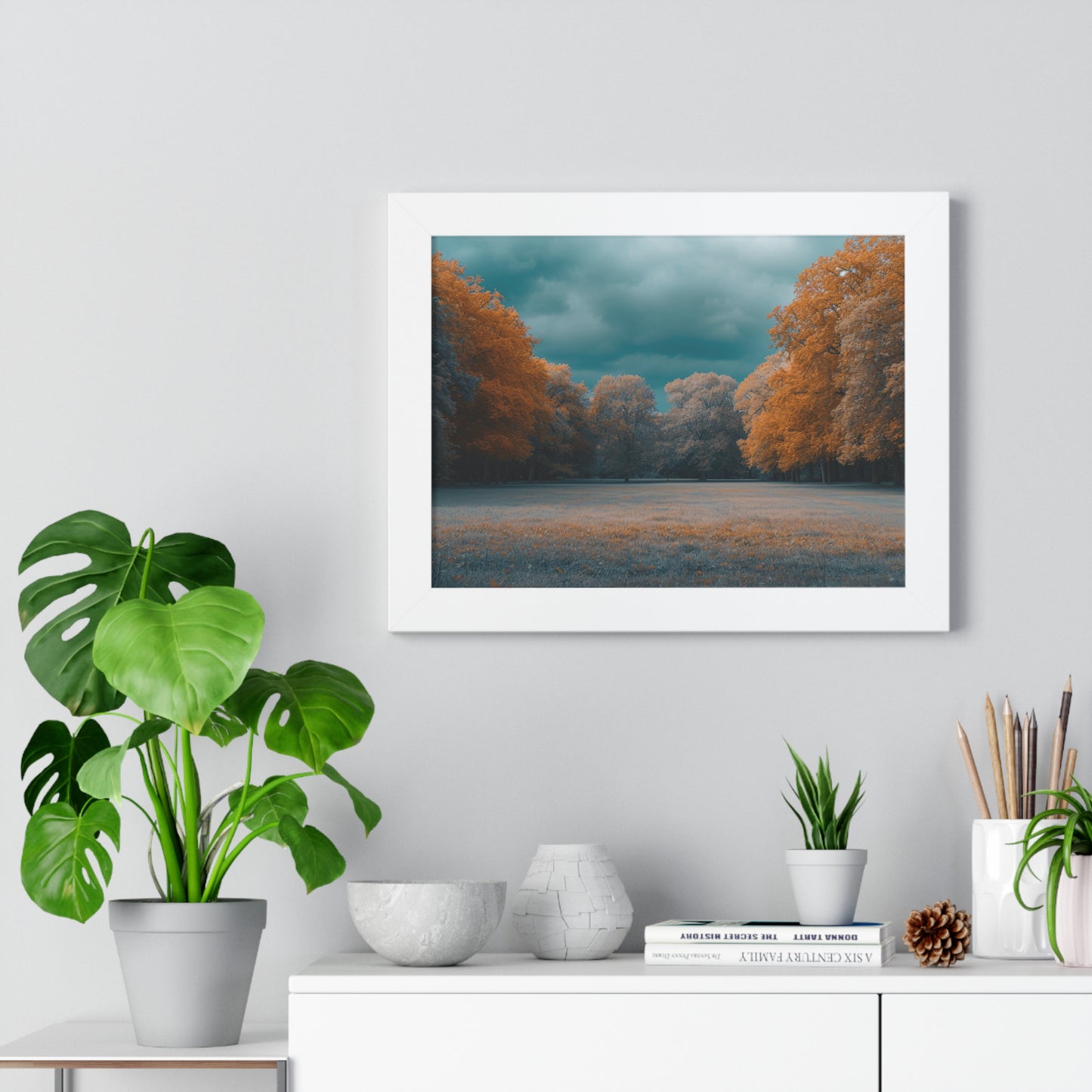 Autumn Serenity - Tranquil Park Scene Art Frame | Framed Horizontal Poster