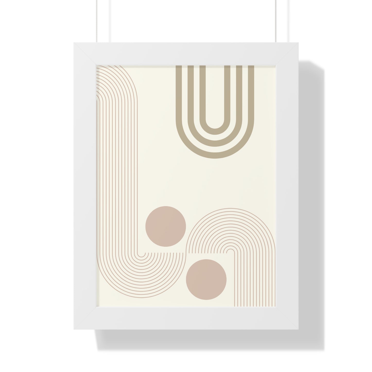 Neutral Abstract Lines and Circles Art Print | Modern Minimalist Wall Art | XCalibre Designs | Framed Vertical Poster