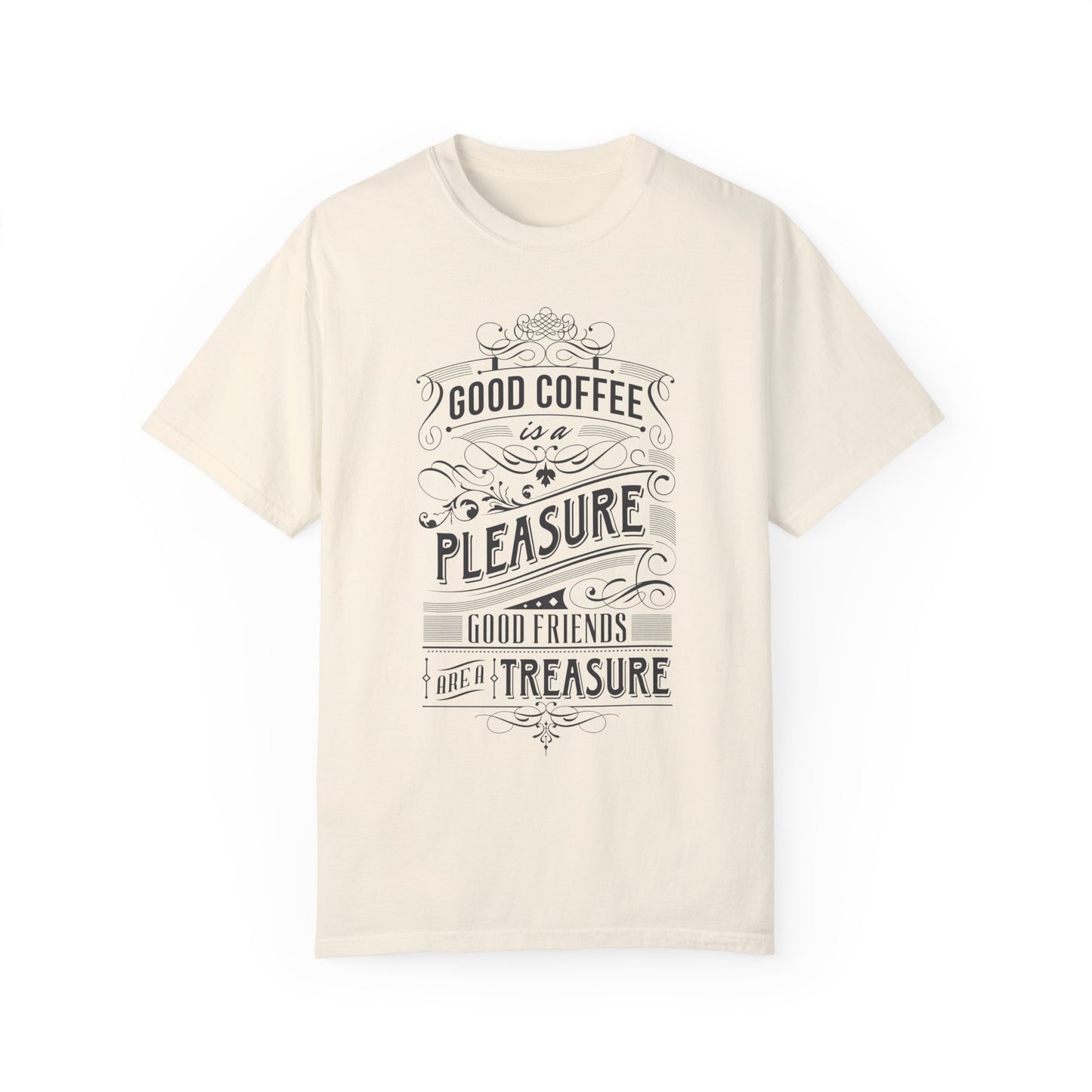 Coffee and Friendship Quote Tee | White Typographic T-Shirt | XCalibre Designs