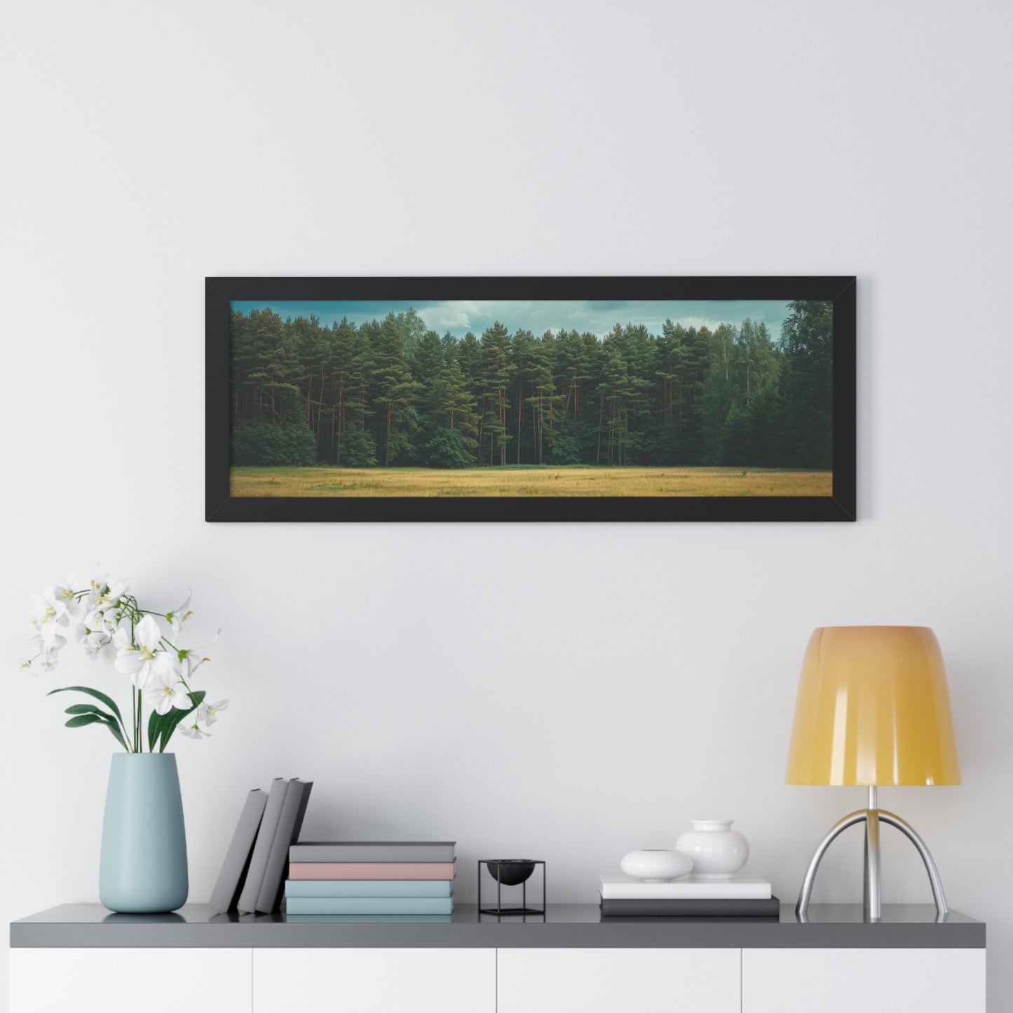 Verdant Refuge - Peaceful Meadow Art Frame | Framed Horizontal Poster