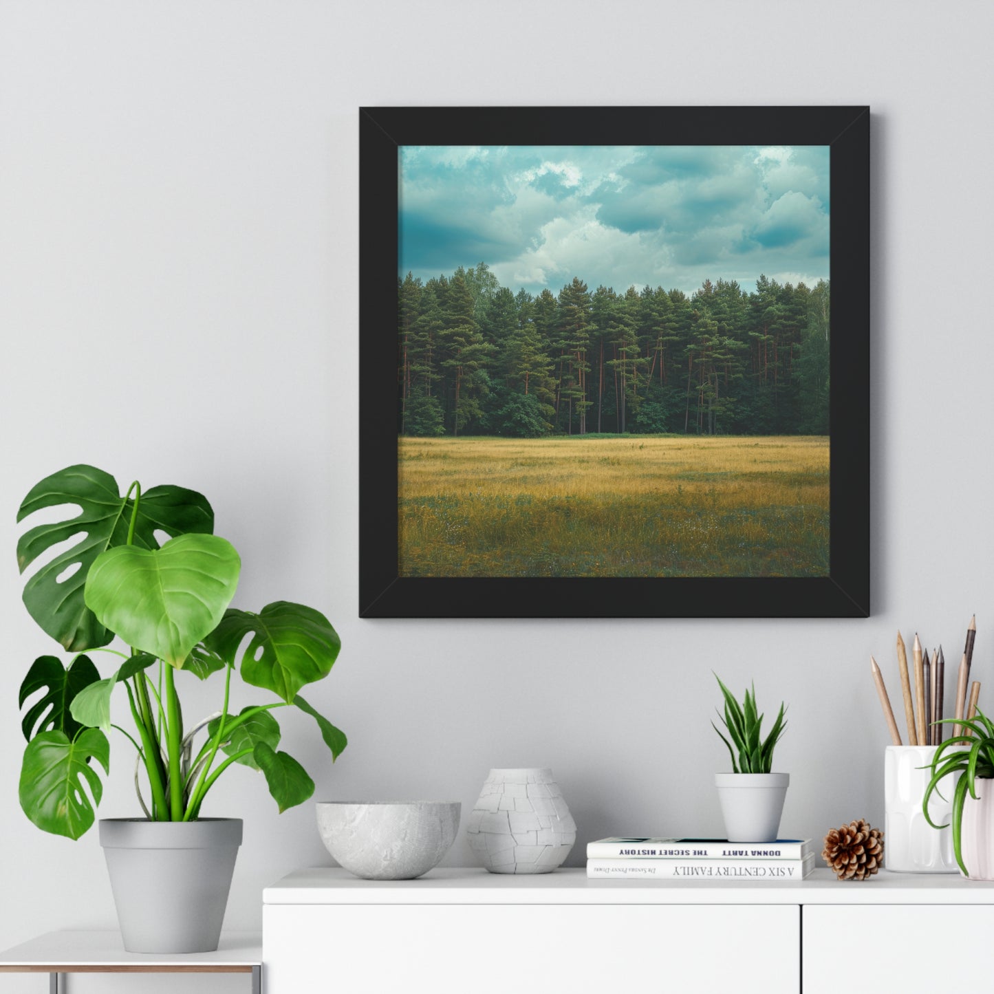 Verdant Refuge - Peaceful Meadow Art Frame | Framed Horizontal Poster