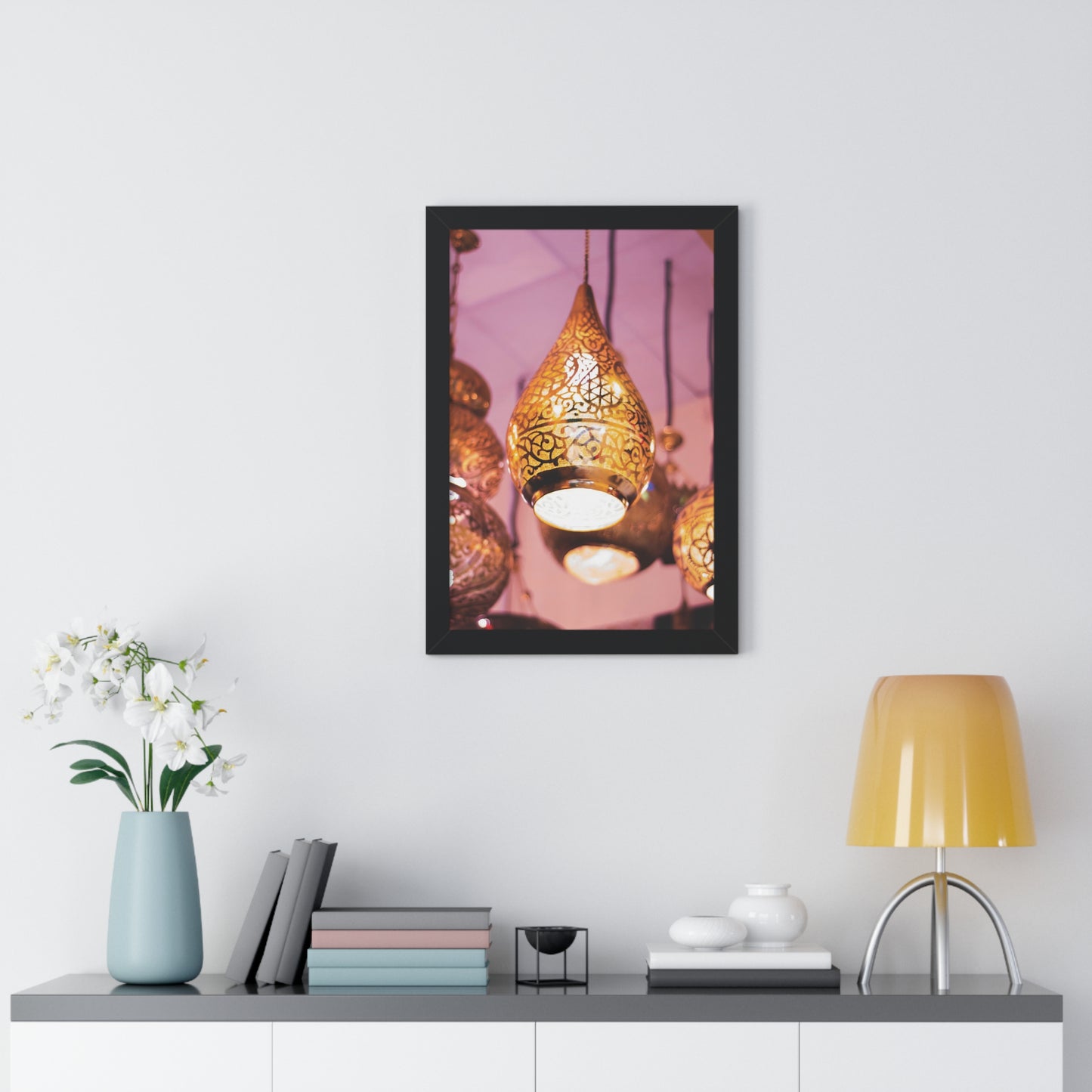 Enchanting Arabesque - Framed Oriental Lamp Art | Framed Vertical Poster