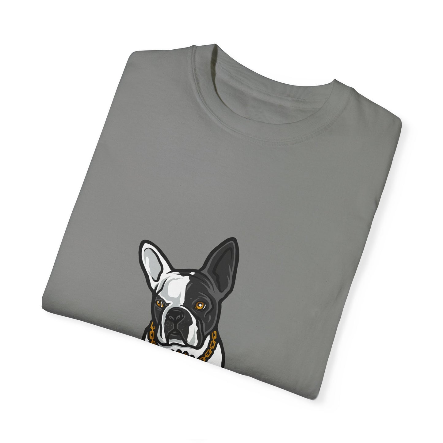 Cute French Bulldog with Sunglasses Graphic Tee | Grey Casual Dog Lover T-Shirt | XCalibre Designs