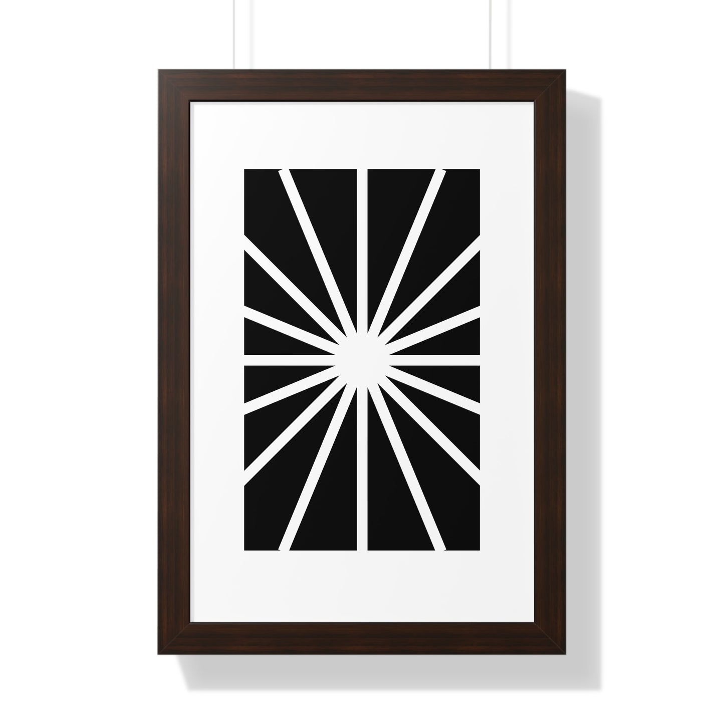 Black and White Starburst Art Print | Modern Abstract Radiant Wall Art | XCalibre Designs | Framed Vertical Poster