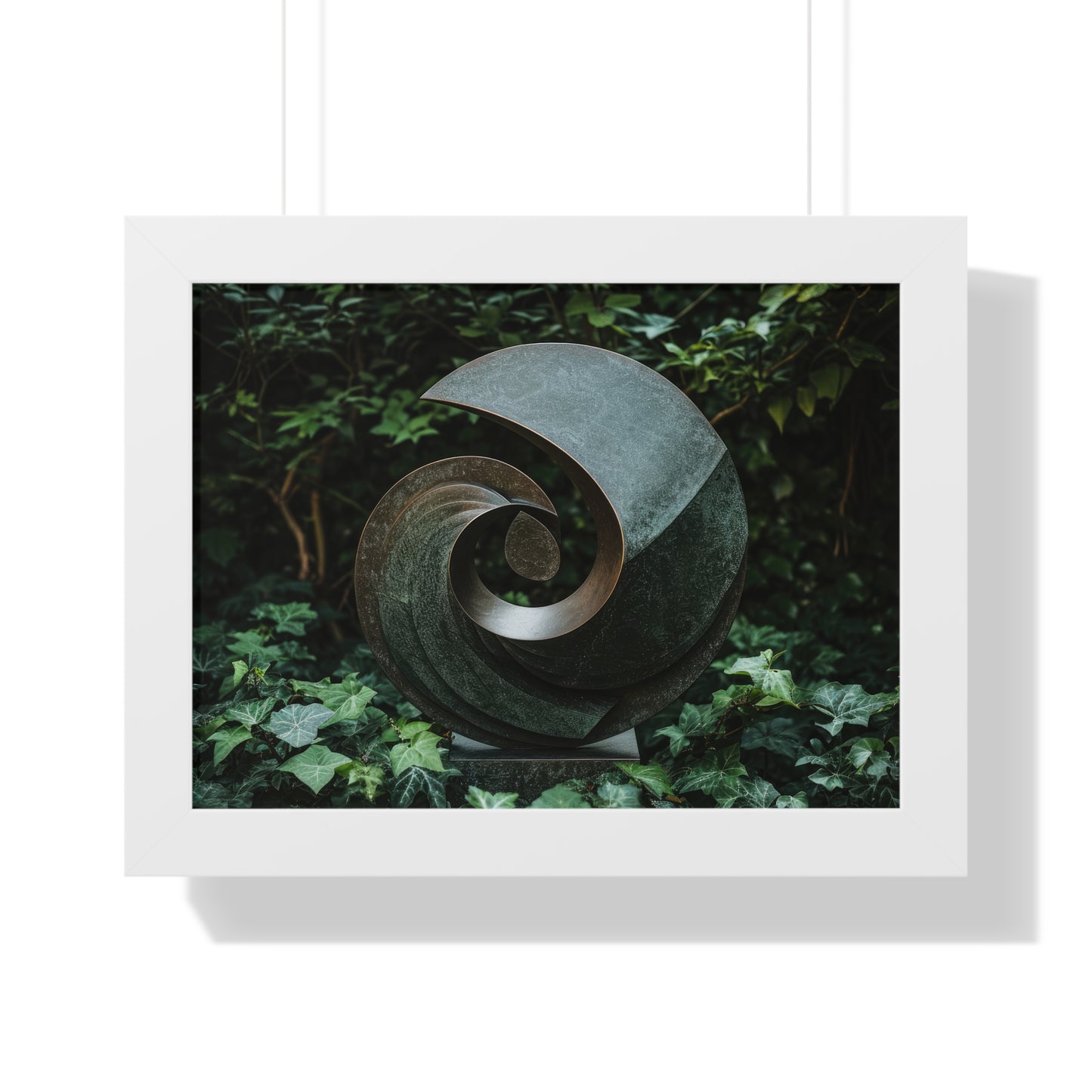 Verdant Spiral - Abstract Sculpture Art Frame | Framed Horizontal Poster