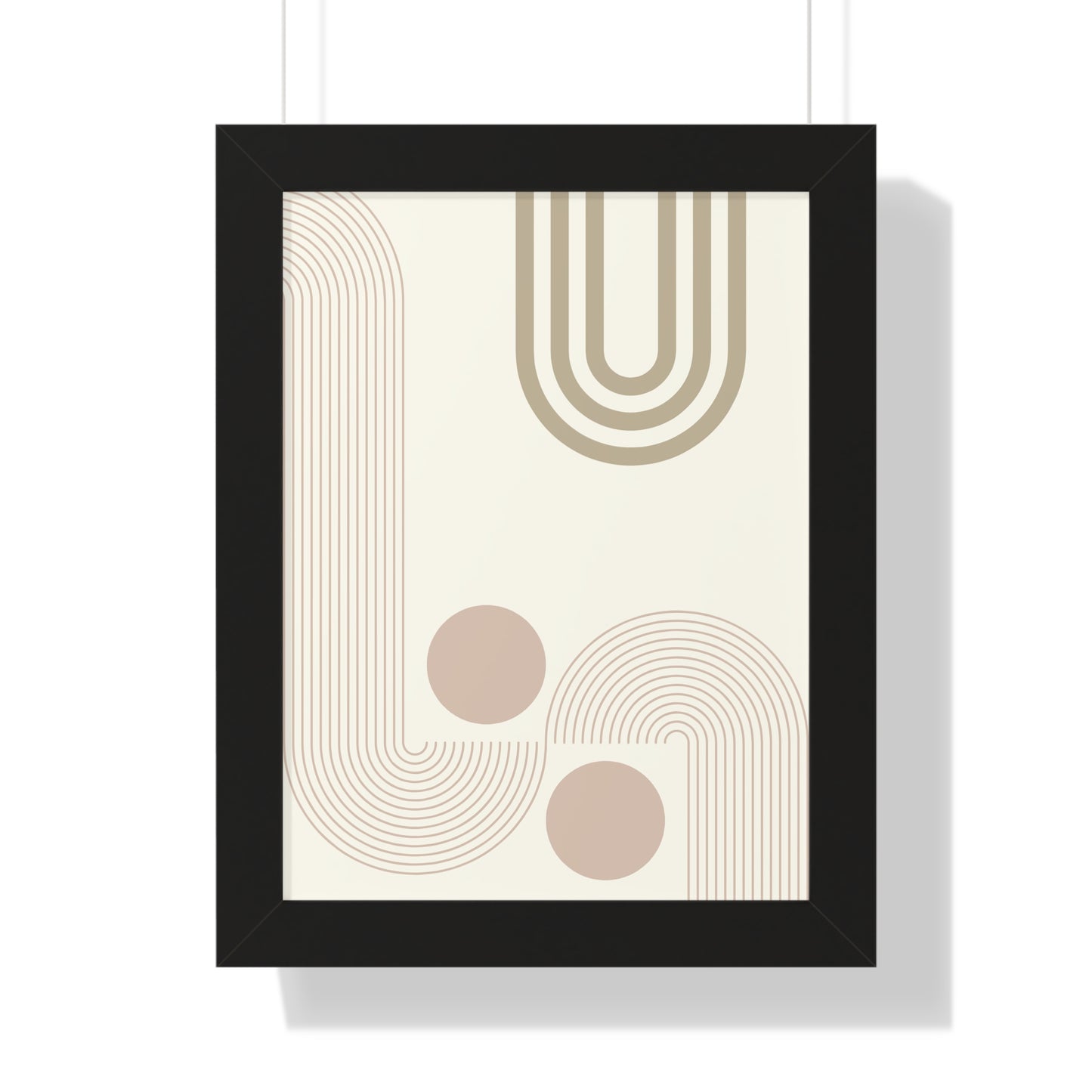 Neutral Abstract Lines and Circles Art Print | Modern Minimalist Wall Art | XCalibre Designs | Framed Vertical Poster