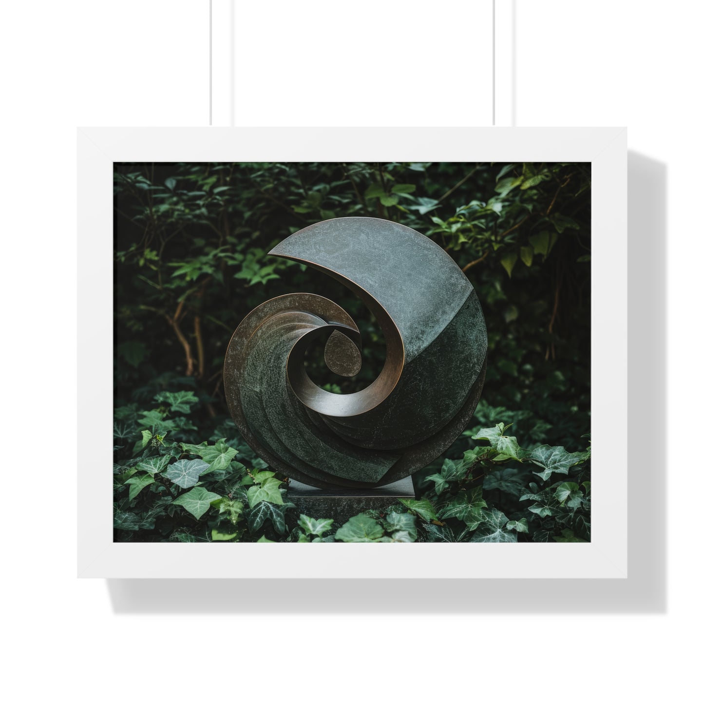 Verdant Spiral - Abstract Sculpture Art Frame | Framed Horizontal Poster